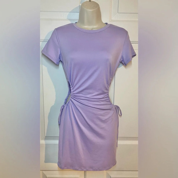 amazing Dresses & Skirts - Amazing Purple Side Cut Out Short Sleeve Mini Dress